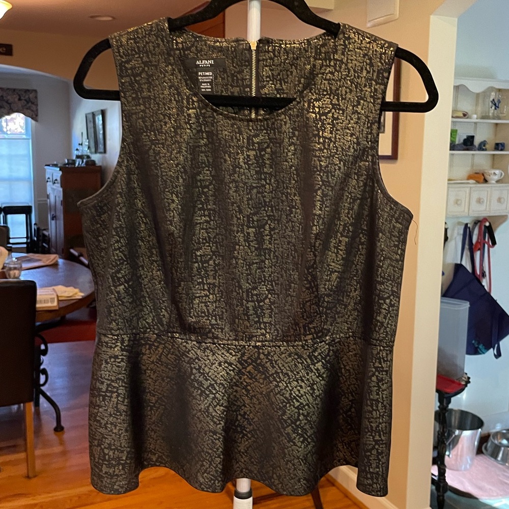 Alfani Metallic Peplum Top